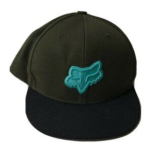 Fox Head Snap Back Cap Mens One Size Fits All OSFA Green Black Acrylic Wool LOGO
